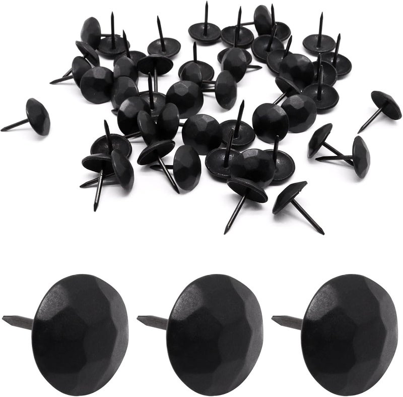 BUXIMN 50pcs Upholstery Tacks, Metal Upholstery Nails for Wood Unique Decorative Nails Thumb Tacks Upholstery Pins Vintage Furniture Tacks Upholstery Nails (15x20mm, Matte Black) - Image 1